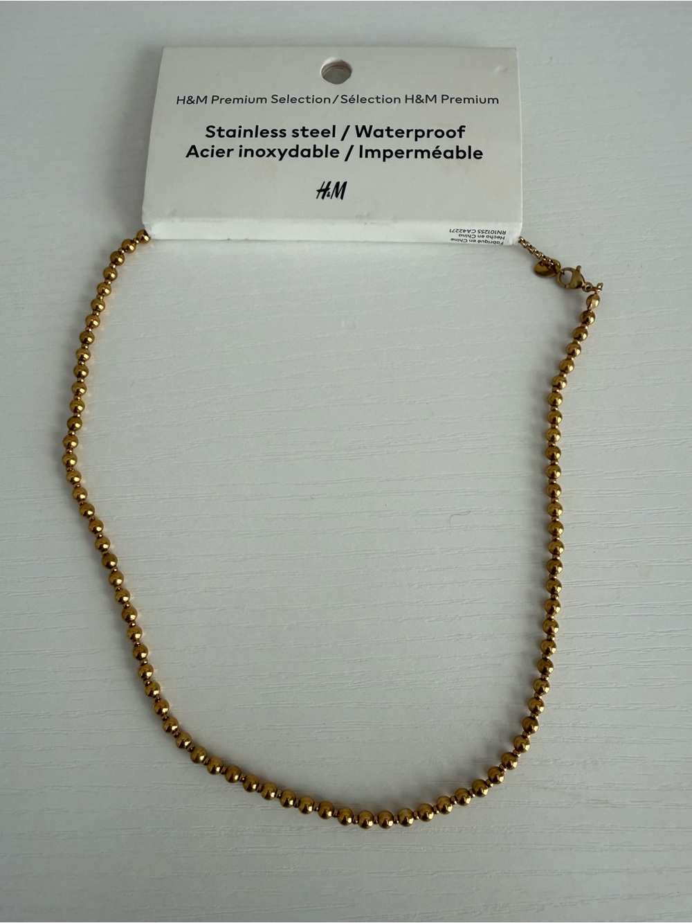 H&M Gold Beaded Necklace — Polished Bead Chain
